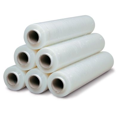 6x Rollen PE-Stretchfolie, LxB 300 m x 500 mm, PE, 20 µm stark, transparent