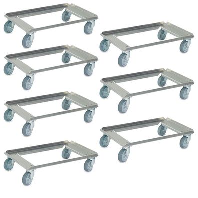 7 Logistikroller für Behälter 600 x 400 aus Aluminium, Tragkraft 250 kg