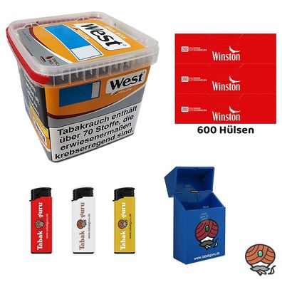 West Yellow Tabak / Stopftabak Box 245g, 600 Winston Hülsen, Zigaretten-Box