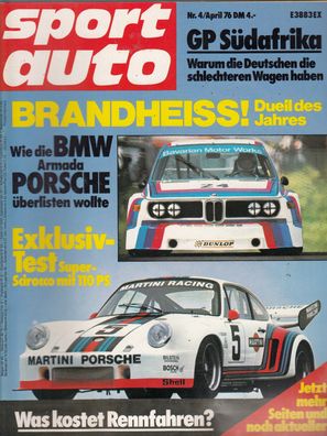 sport auto 4/1976, Fiat Abarth, De Tomaso, BMW, Morgan/TVR, Rallye , Formel 1