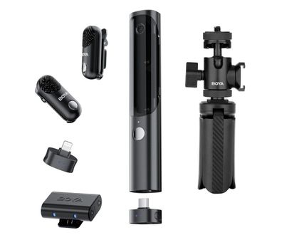 BOYA Magic-02 Mikrofonsystem + Mini-Stativ, für Android / iOS, KI-unterstützte NC