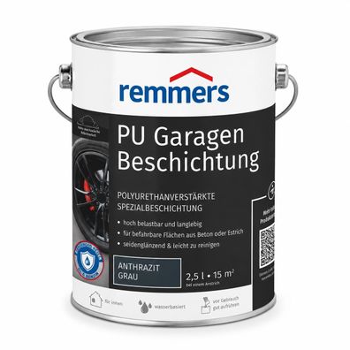 Remmers PU Garagenbeschichtung anthrazit 2,5L - eignet sich für Garagen, Kellerräu