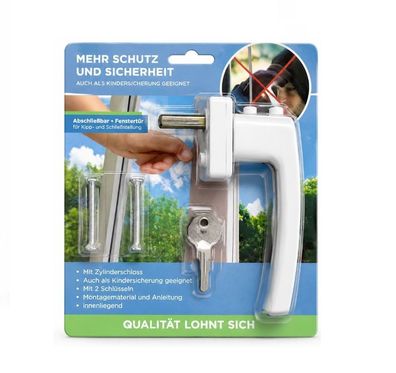 Abschließbarer Fenstergriff mit 2 Schlüssel weiß