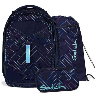 satch Set aus match + Schlamperbox + Sportbeutel, Purple Laser, Mädchen & Jungen