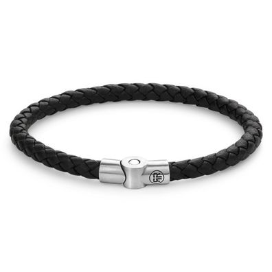 Rebel & Rose Schmuck Herren-Lederarmband Full Metal Single Round Black RR-M0040-S