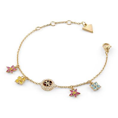 Guess Schmuck Damen-Armband Blüten Charms Bunt/Goldfarben JUBB06033JWYGMCS