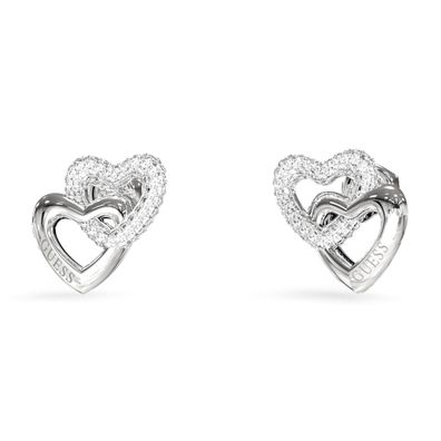 Guess Schmuck Damen-Ohrringe Ohrstecker Herzen Silberfarben JUBE06015JWRHT/U
