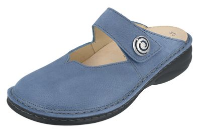 FINN Comfort Canaro Damen Clog hellblau genarbtes Nubukleder