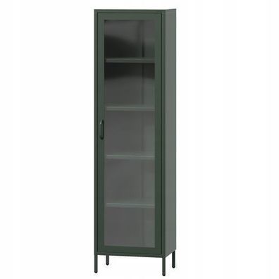 Vitrinenschrank Bücherschrank mit 4 Fachböden Vitrine Glitzernd Metall Flaschengrün