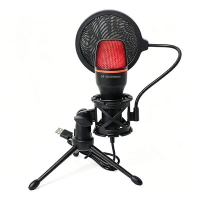 Wozinsky WM-W111 USB Gaming Mikrofon mit RGB, Stativ und Popfilter Schwarz