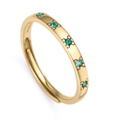 Viceroy Vergoldeter Ring mit grünen Zirkonen Trend 9119A01 53 mm