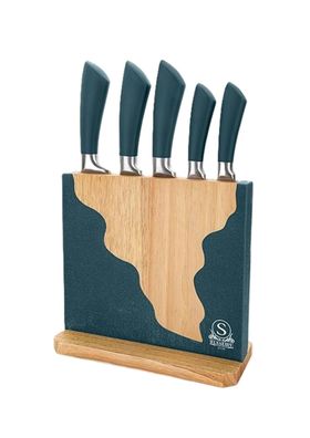 6-teiliges Messer-Set mit Messerblock - Küchenmesser mit ergonomischen Griffen
