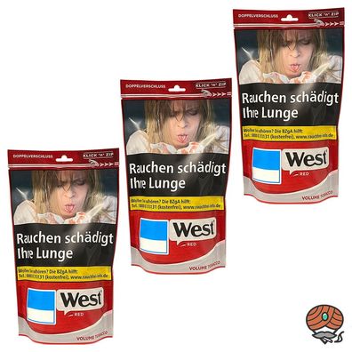 West Red / Rot Volumentabak Beutel 3x 95g
