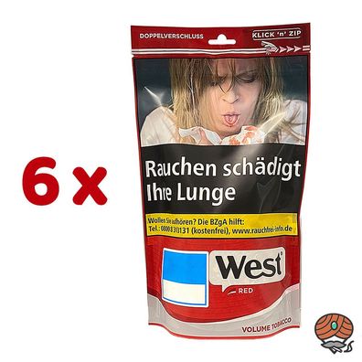 West Red / Rot Volumentabak Beutel 6x 95g