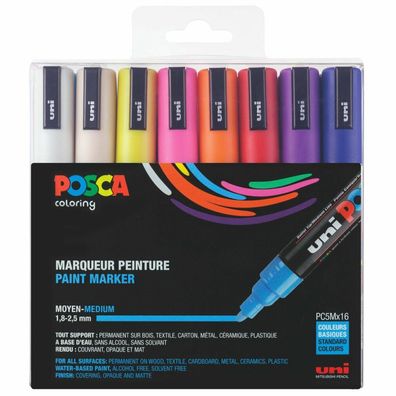 Posca - PC5M - Medium Tip Stift, 16 Stück