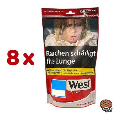 West Red / Rot Volumentabak Beutel 8x 95g