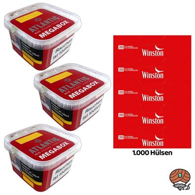 Atlantic Red Volumentabak Megabox 3x 150g, 1000 Winston Hülsen