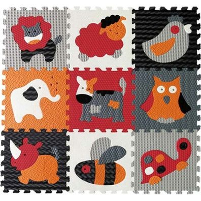 BABY GREAT Schaumstoffpuzzle Tiere grau-rot SX (30x30)