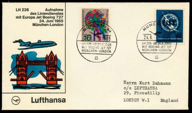 Erstflugbeleg Nr LH 226 Lufthansa BRIEF MIF X8B4B4E