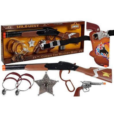 Lean Toys Cowboy Set Unterhebelrepetierer Colt Revolver Sheriffabzeichen