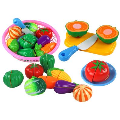Leantoys Klettverschluss-Gemüse in einem Korb mit Zubehör