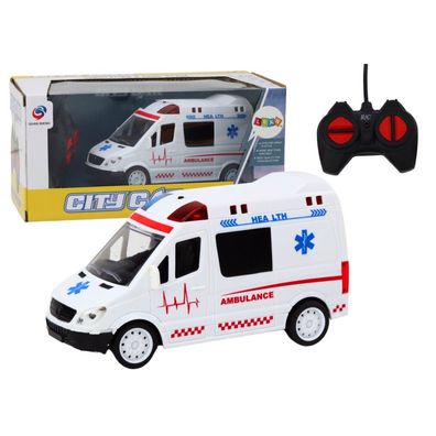 Lean Toys Ferngesteuerter Krankenwagen Rc Lichter Töne Weiß