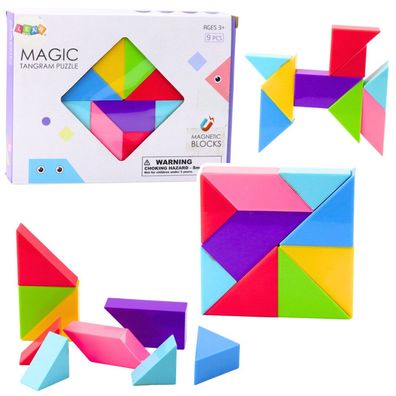 Lean Magnetische Blöcke Tangram Farbige Puzzle Sticker 9 El