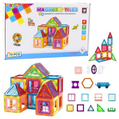 Magnetbaustein-Set, pädagogisch wertvoll, bunt, 70-teilig
