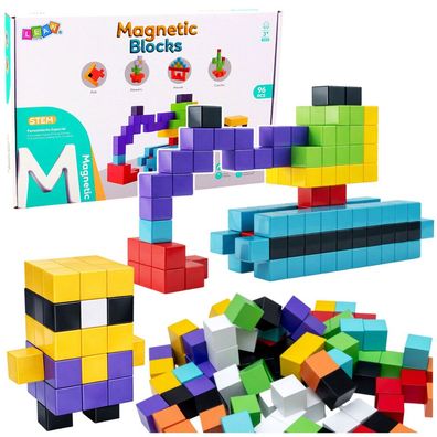Magnetische Bausteine, Würfel, 3D-Bausteine, bunt, 96-teilig
