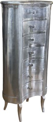 Casa Padrino Barock Kommode Silber mit 7 Schubladen Oval - Antik Stil - Barock Möbel