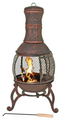 Terrassen-Grillofen Gusseisen rot-kupfer