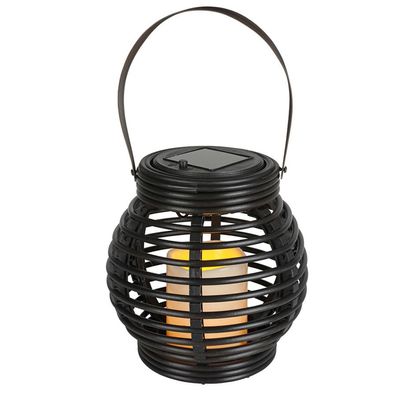 Solar Gartenlaterne Rattanoptik Flackerkerze Gartenleuchte Gartendeko Solarlampe