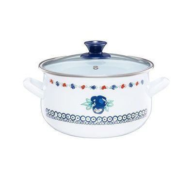 Kochtopf 18 cm mit Deckel emailiert Kalina 2,9 L EMALIA OLKUSZ