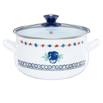 Kochtopf 22 cm mit Deckel emailiert Kalina 5 L EMALIA OLKUSZ
