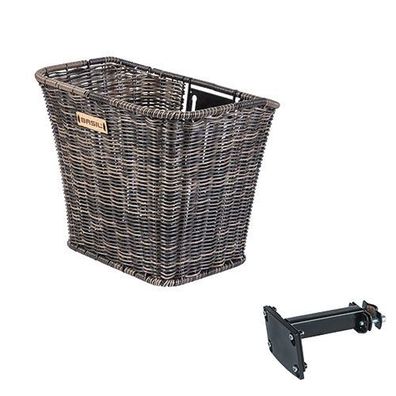 Vorderradkorb BREMEN RATTAN LOOK FM, Basil, dunkelbraun, inkl. Lenkerrohrhalter,
