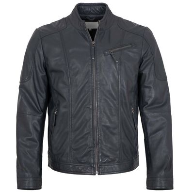 Herren Lederjacke Lammnappa blaugrau