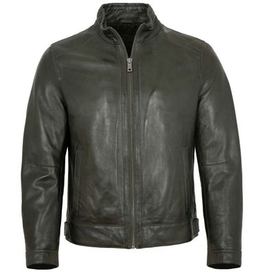 Milestone - Herren Lederjacke Lammnappa olive