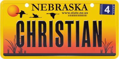 USA Kennzeichen mit Namen, Blechschild, Christian , Nebraska , (22)