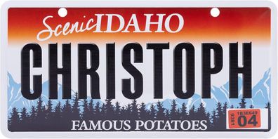 USA Kennzeichen mit Namen, Blechschild, Christoph , Idaho , (23)