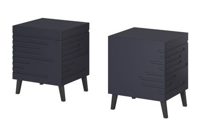 2 x Nachttisch NOVA in Matte MDF-Platte Nachtschrank Nachtkästchen (Marineblau)