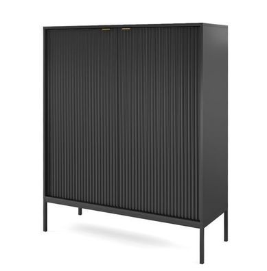 Schrank Nova NVK104 Kommode Wohnzimerschrank Schwarz / Schwarze Beine/ Goldene Griffe