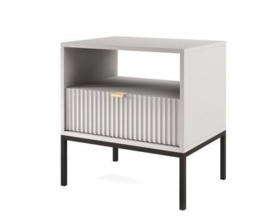 Nachttisch Nova S54 Nachtschrank Grau/ Schwarze Beine und Goldene Griffe
