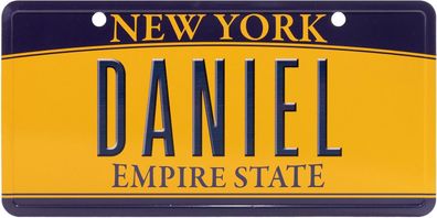 USA Kennzeichen mit Namen, Blechschild, DANIEL , NEW YORK , (24)