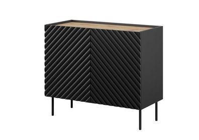 Kommode ONDA Wohnzimmerschrank 98x85x45 cm MDF Schwarz matt