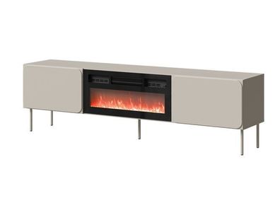 Lowboard Rafael Fernsehschrank 200 cm mit elektrischem Kamin - Kaschmir