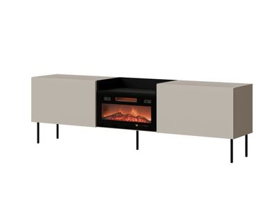 Fernsehschrank KANTON Tv - Lowboard 200 cm mit Elektrokamin - Kaschmir