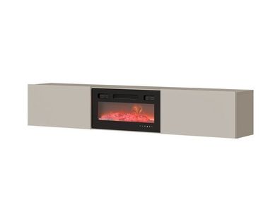 Fernsehschrank GOVI 180 cm mit Elektrokamin hänge Tv - Lowboard - Kaschmir