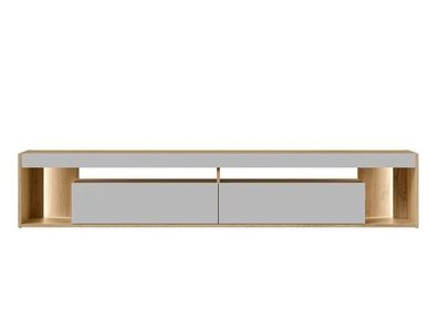 Fernsehschrank FIORE Tv - Lowboard 200 cm 2 Klappen Led Licht - Taiga-Eiche / Grau