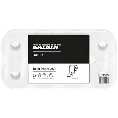 Katrin Toilettenpapier 250 Blatt Naturweiß 2-lagig 8x8 Rollen