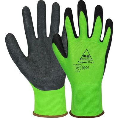 10 Paar Montagehandschuhe SuperFlex green Gr. 6 grün/schwarz